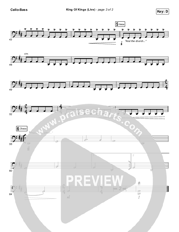 King Of Kings (Live) Cello/Bass (Hillsong Worship / Brooke Ligertwood)