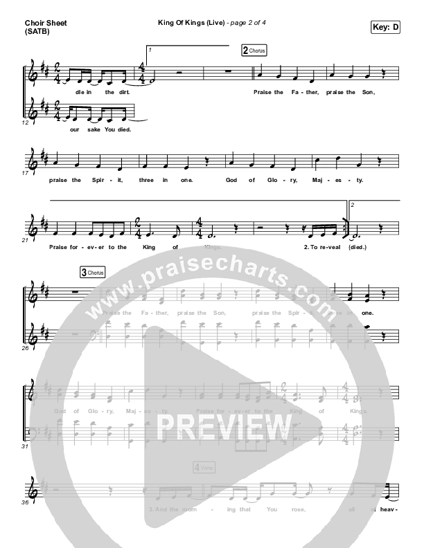 King Of Kings (Live) Choir Vocals (SATB) (Hillsong Worship / Brooke Ligertwood)