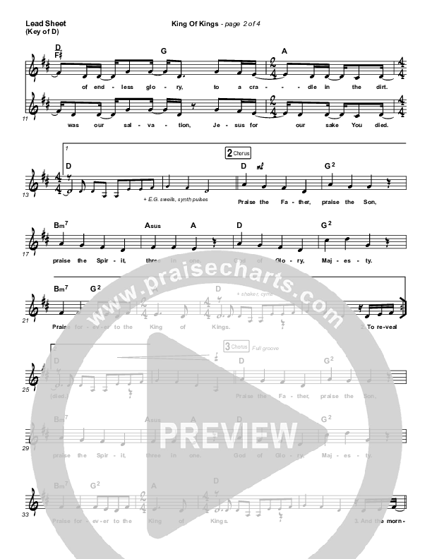 King Of Kings (Live) Lead Sheet (Melody) (Hillsong Worship / Brooke Ligertwood)