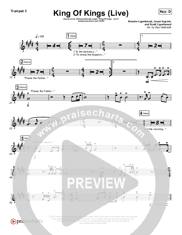 King Of Kings (Live) Trumpet 3 (Hillsong Worship / Brooke Ligertwood)