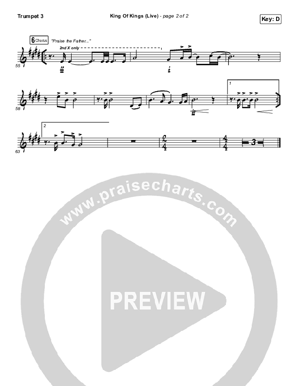 King Of Kings (Live) Trumpet 3 (Hillsong Worship / Brooke Ligertwood)