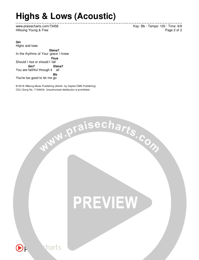Highs & Lows (Acoustic) Chords & Lyrics (Hillsong Young & Free)