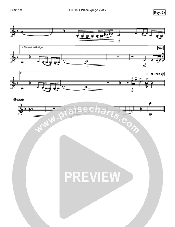 Fill This Place Clarinet (Ken Reynolds)