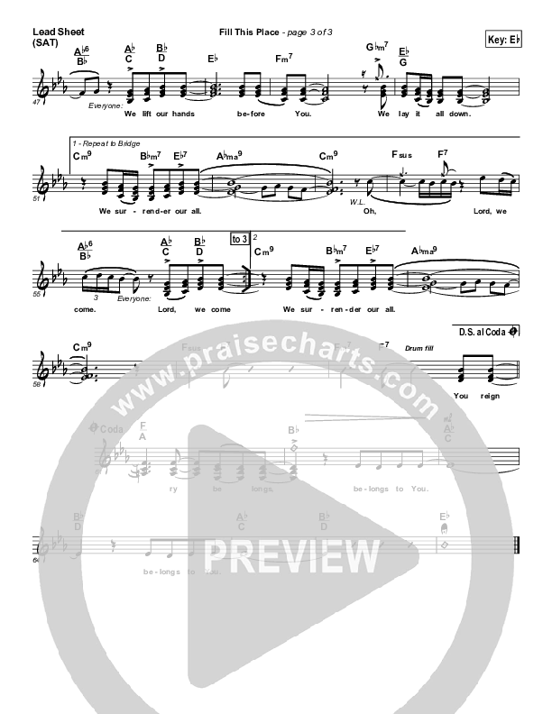 Fill This Place Lead Sheet (SAT) (Ken Reynolds)