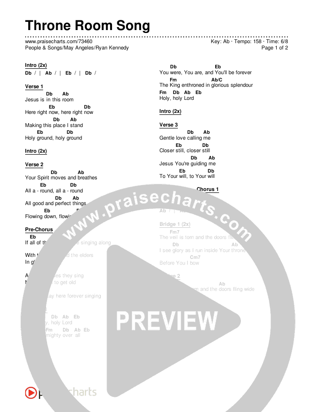 Throne Room Song Chords & Lyrics (People & Songs / May Angeles / Ryan Kennedy)