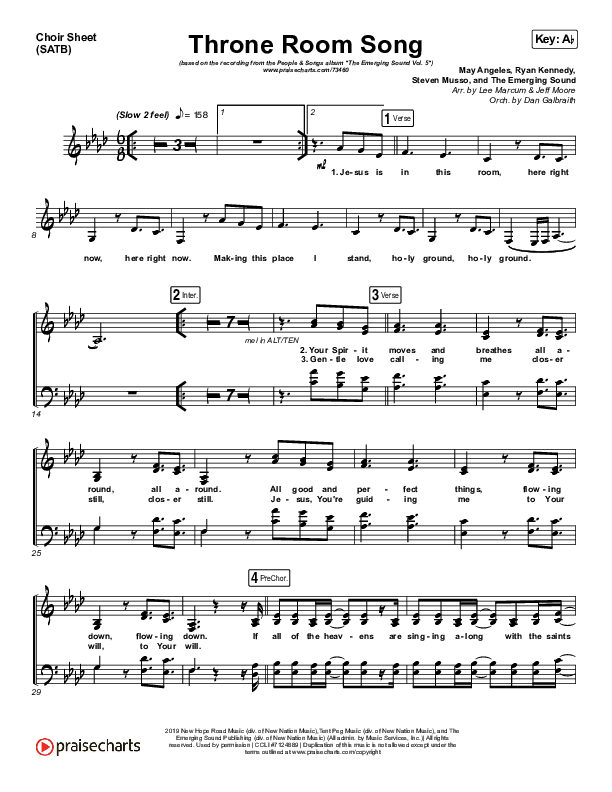 Throne Room Song Choir Sheet (SATB) (People & Songs / May Angeles / Ryan Kennedy)