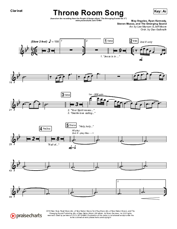 Throne Room Song Clarinet (People & Songs / May Angeles / Ryan Kennedy)