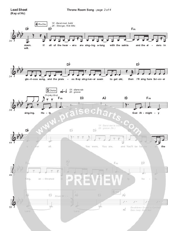Throne Room Song Lead Sheet (Melody) (People & Songs / May Angeles / Ryan Kennedy)