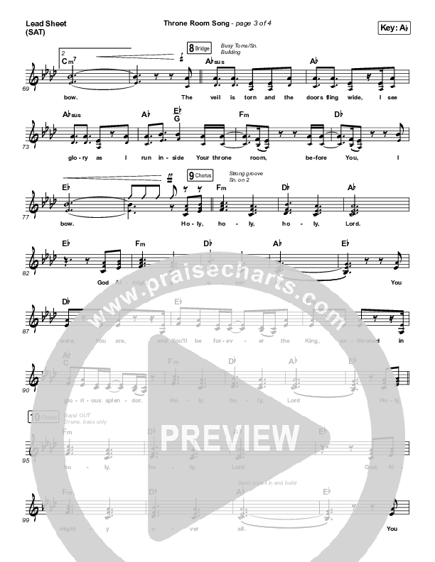 Throne Room Song Lead Sheet (SAT) (People & Songs / May Angeles / Ryan Kennedy)