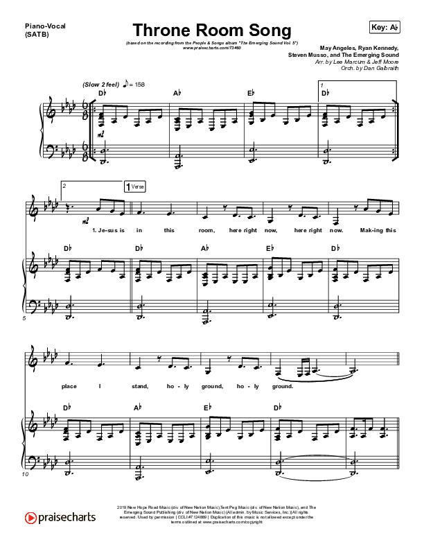 Throne Room Song Piano/Vocal (SATB) (People & Songs / May Angeles / Ryan Kennedy)