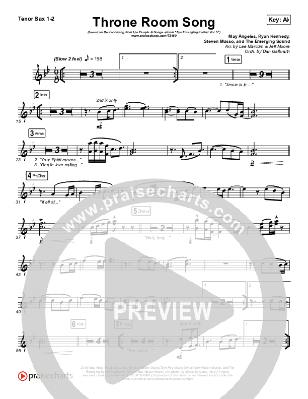 Throne Room Song Tenor Sax 1/2 (People & Songs / May Angeles / Ryan Kennedy)