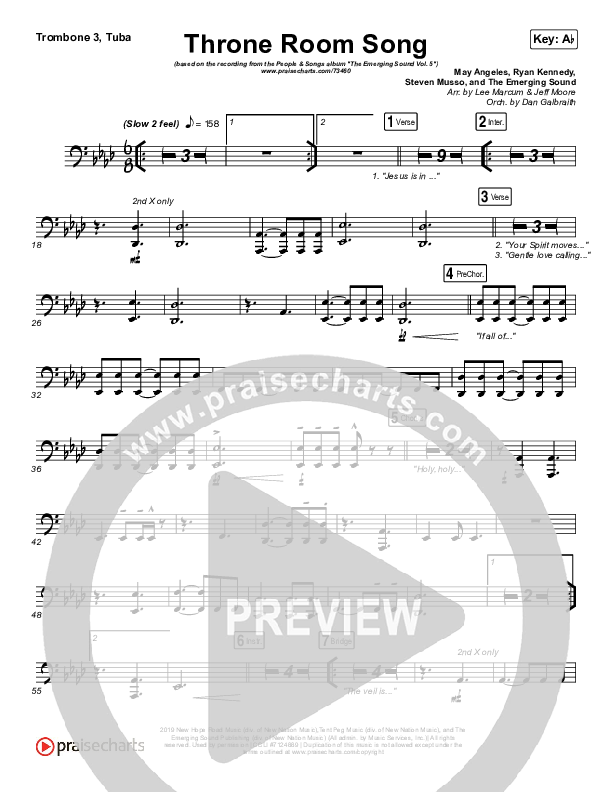 Throne Room Song Trombone 3/Tuba (People & Songs / May Angeles / Ryan Kennedy)