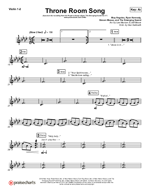 Throne Room Song Violin 1/2 (People & Songs / May Angeles / Ryan Kennedy)