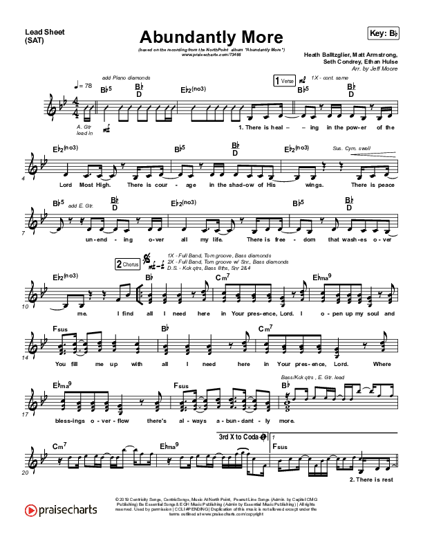 Abundantly More Lead Sheet (SAT) (North Point Worship / Seth Condrey)