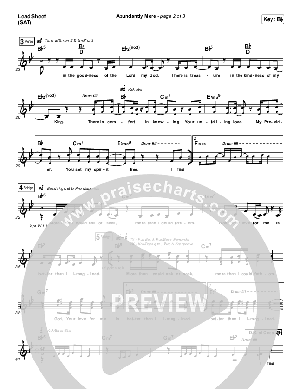 Abundantly More Lead Sheet (SAT) (North Point Worship / Seth Condrey)