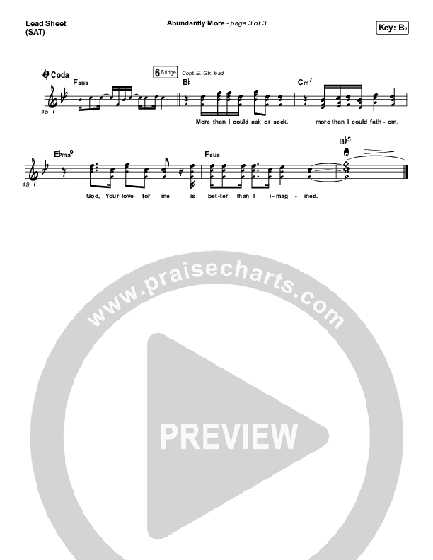 Abundantly More Lead Sheet (SAT) (North Point Worship / Seth Condrey)