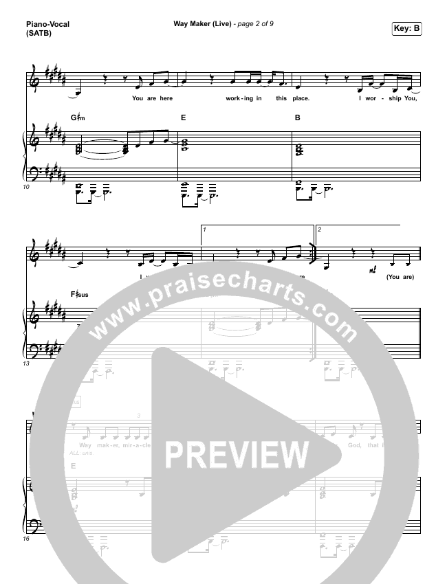 Way Maker (Live) Sheet Music PDF (Leeland) - PraiseCharts