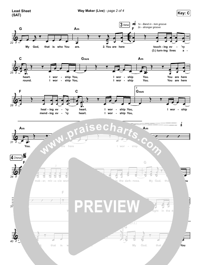Way Maker (Live) Sheet Music (Leeland) - PraiseCharts