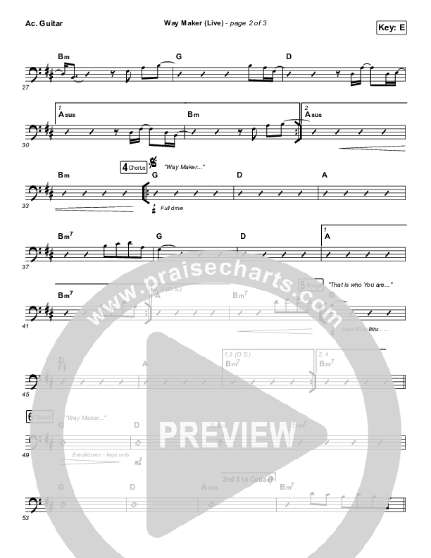 Way Maker (Live) Acoustic Guitar (Leeland)