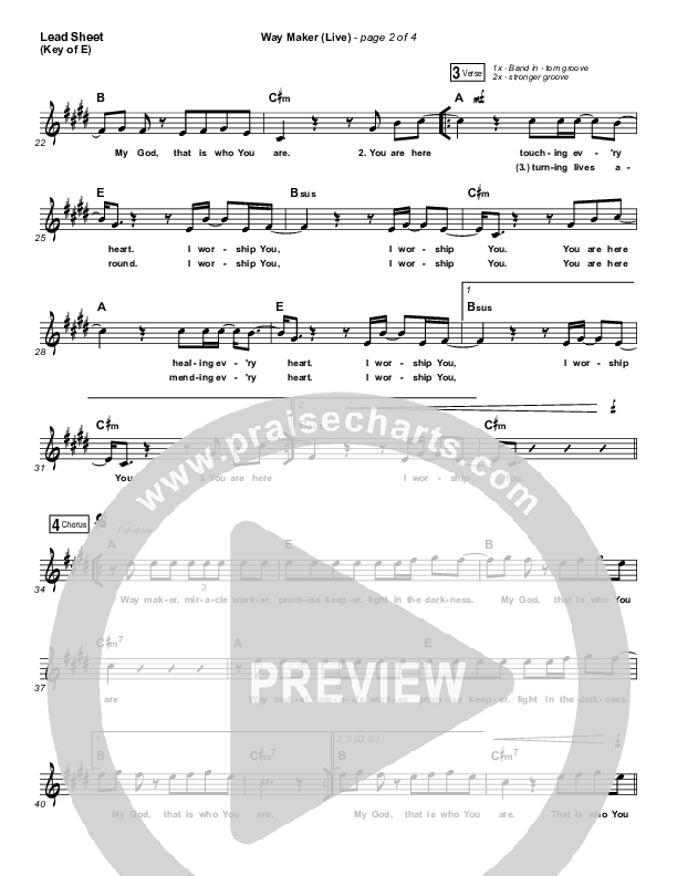 Way Maker (Live) Lead Sheet (Melody) (Leeland)