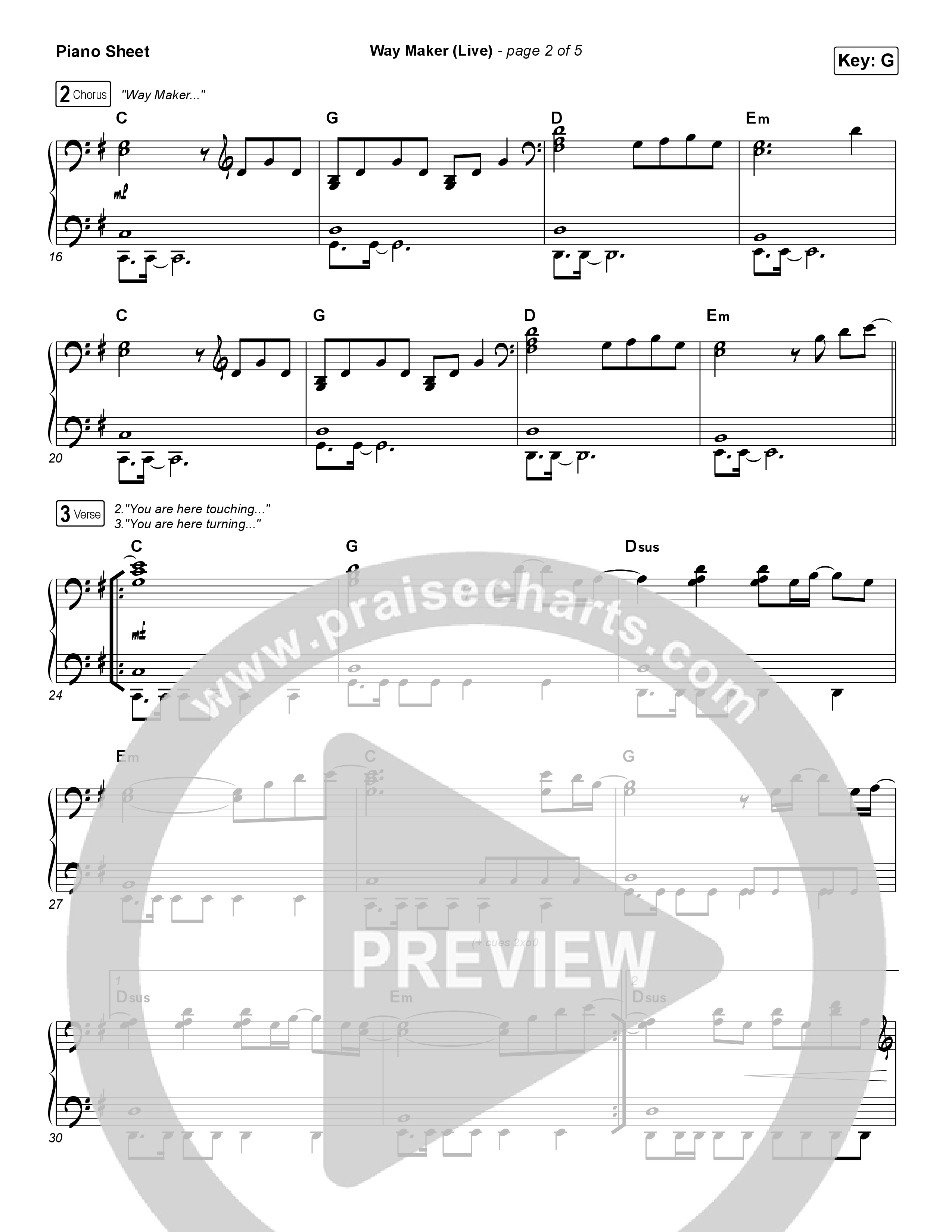 Way Maker (Live) Piano Sheet (Leeland)