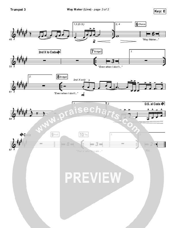 Way Maker (Live) Trumpet 3 (Leeland)