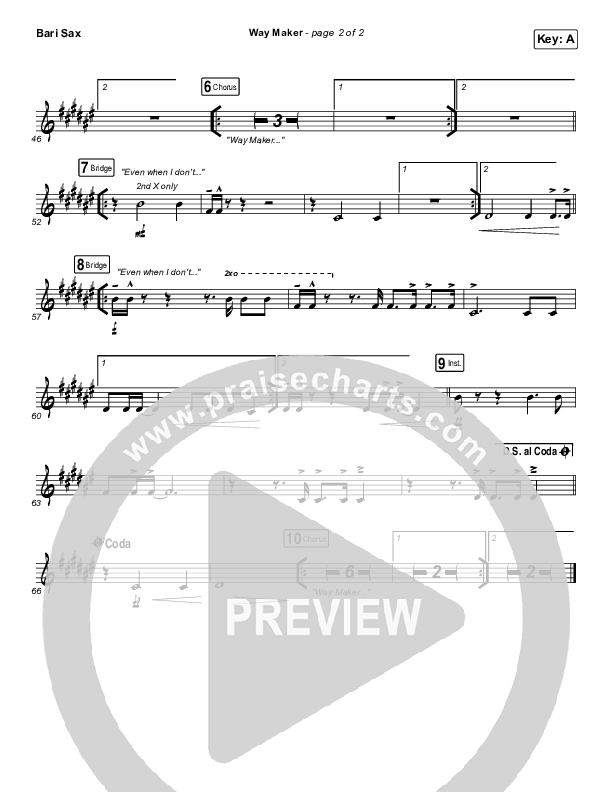 Way Maker (Live) Bari Sax (Michael W. Smith)