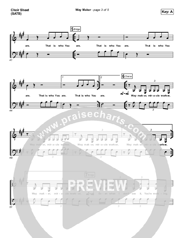 Way Maker (Live) Choir Vocals (SATB) (Michael W. Smith)