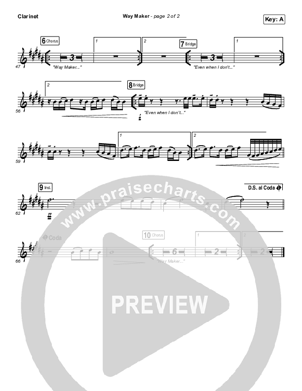 Way Maker (Live) Clarinet (Michael W. Smith)