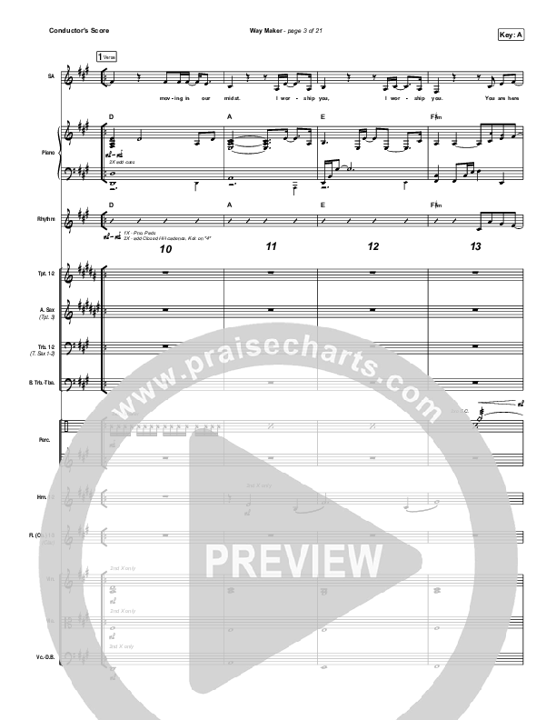 Way Maker (Live) Conductor's Score (Michael W. Smith)
