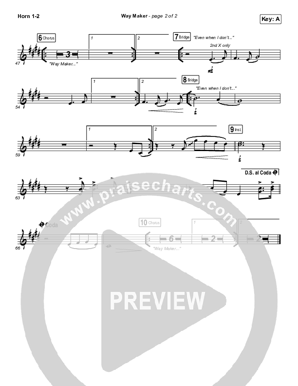 Way Maker (Live) French Horn 1/2 (Michael W. Smith)