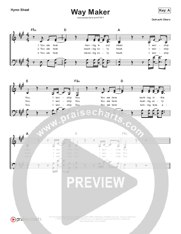 Way Maker (Live) Hymn Sheet (Michael W. Smith)