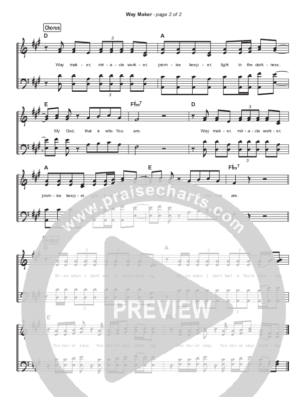 Way Maker (Live) Hymn Sheet (Michael W. Smith)