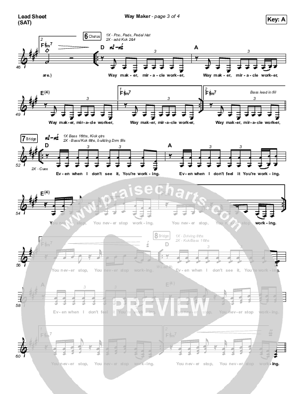 Way Maker (Live) Lead Sheet (SAT) (Michael W. Smith)