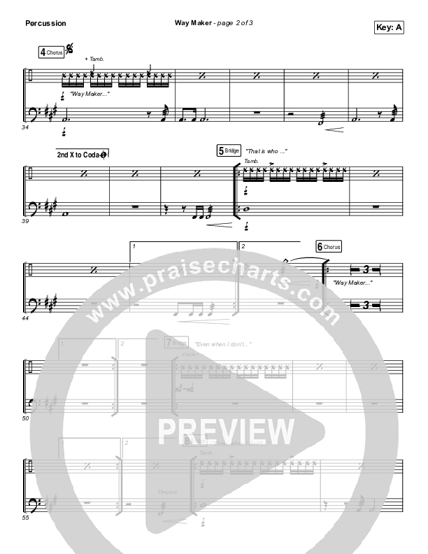 Way Maker (Live) Percussion (Michael W. Smith)