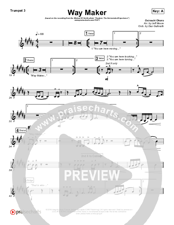 Way Maker (Live) Trumpet 3 (Michael W. Smith)
