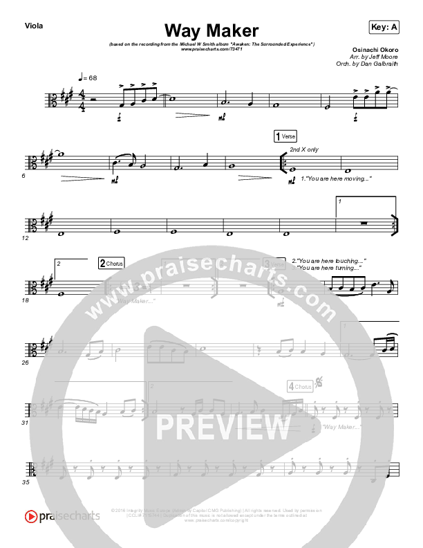 Way Maker (Live) Viola (Michael W. Smith)