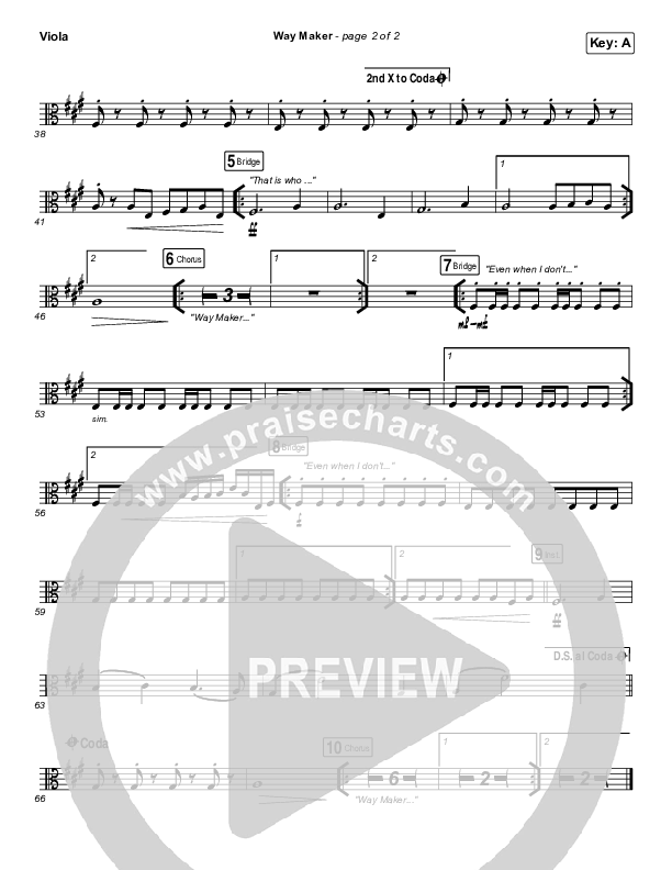 Way Maker (Live) Viola (Michael W. Smith)