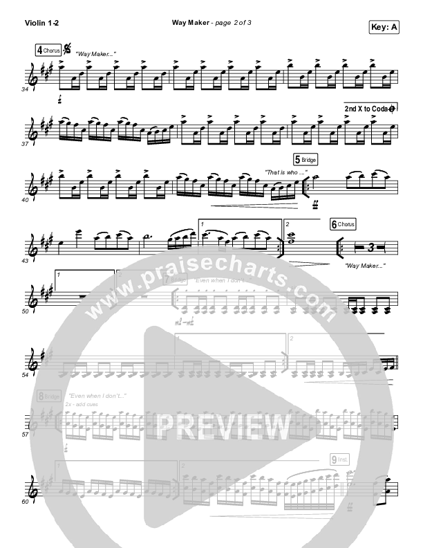 Way Maker (Live) Violin 1/2 (Michael W. Smith)