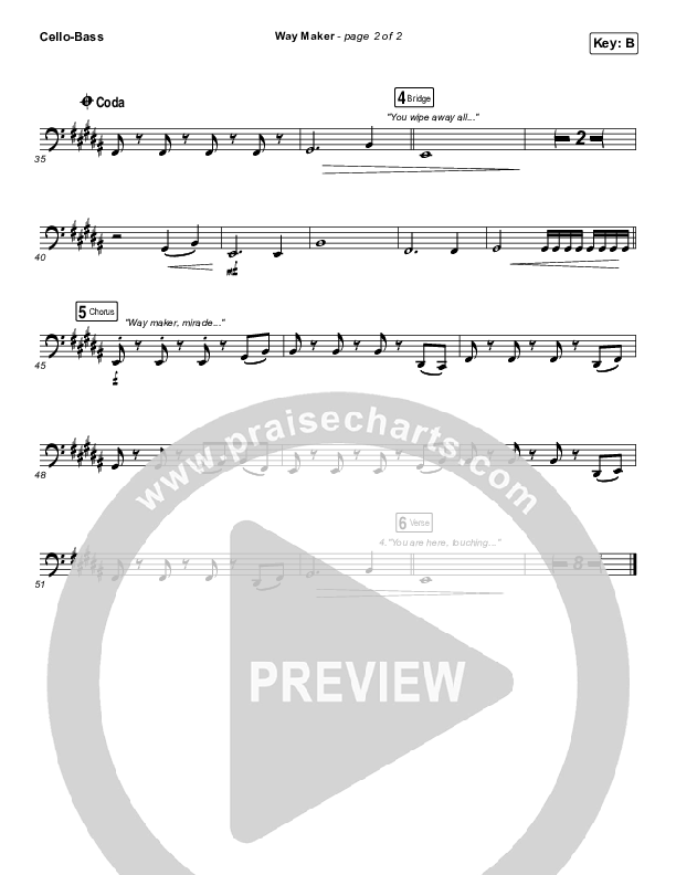 Way Maker Cello/Bass (Sinach)