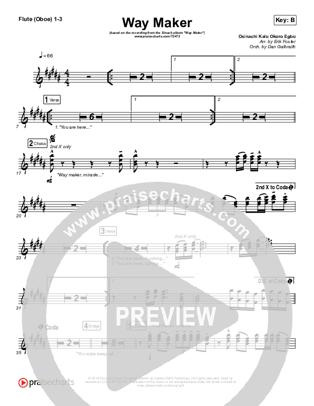 Way Maker Flute/Oboe 1/2/3 (Sinach)