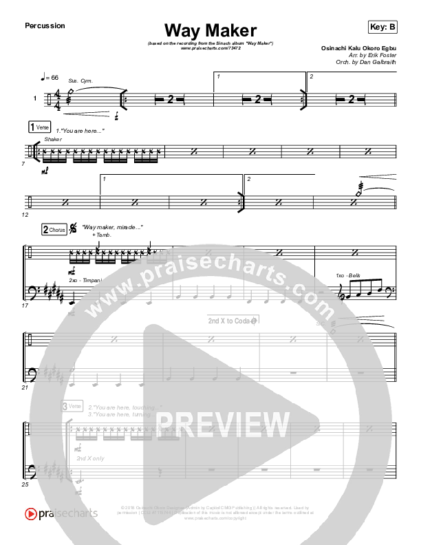 Way Maker Percussion (Sinach)