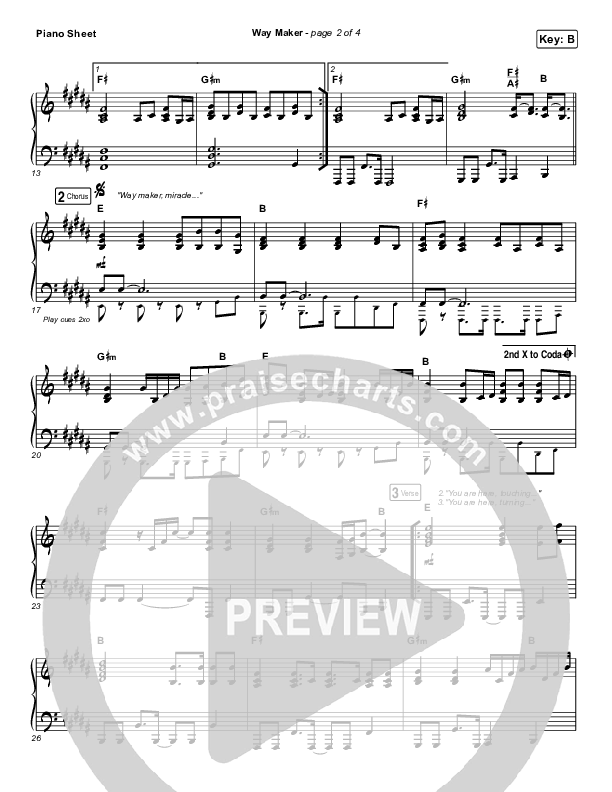 Way Maker Piano Sheet (Sinach)