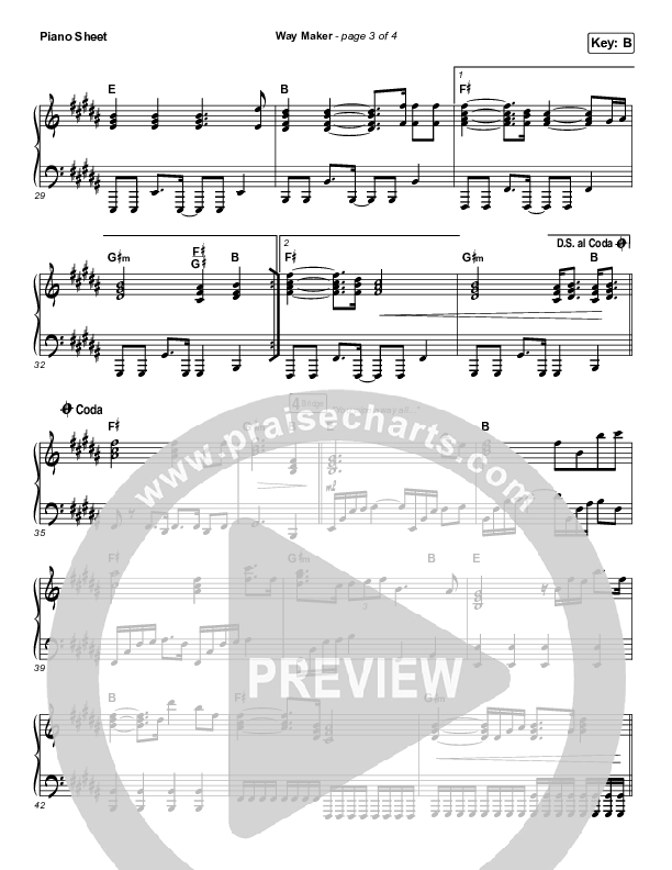 Way Maker Piano Sheet (Sinach)