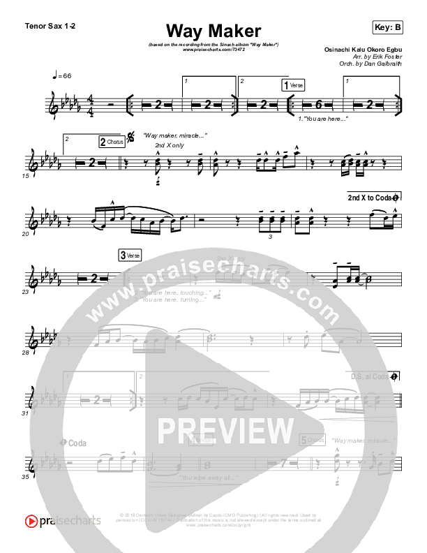 Way Maker Tenor Sax 1/2 (Sinach)