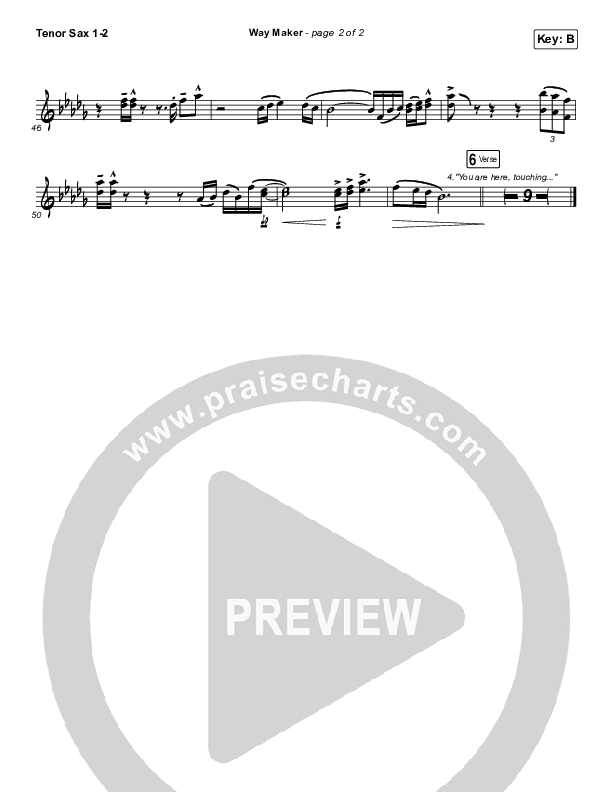 Way Maker Tenor Sax 1/2 (Sinach)