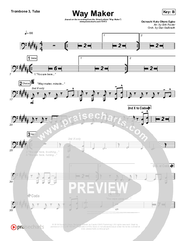 Way Maker Trombone 3/Tuba (Sinach)