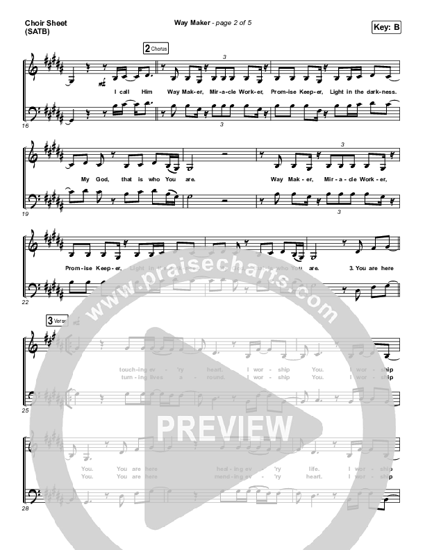 Way Maker (Live) Choir Sheet (SATB) (Sinach)