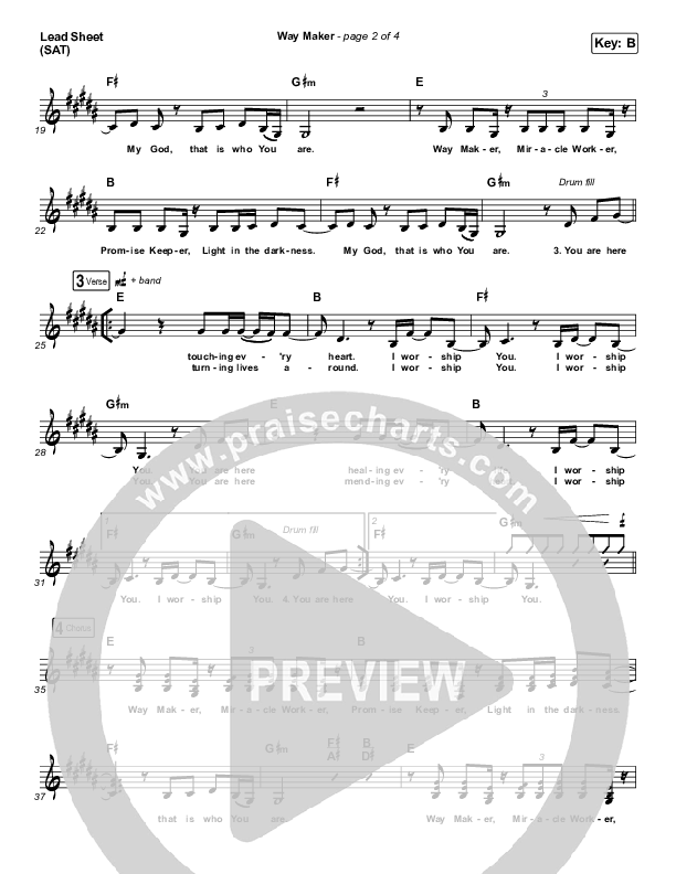 Way Maker (Live) Lead Sheet (SAT) (Sinach)