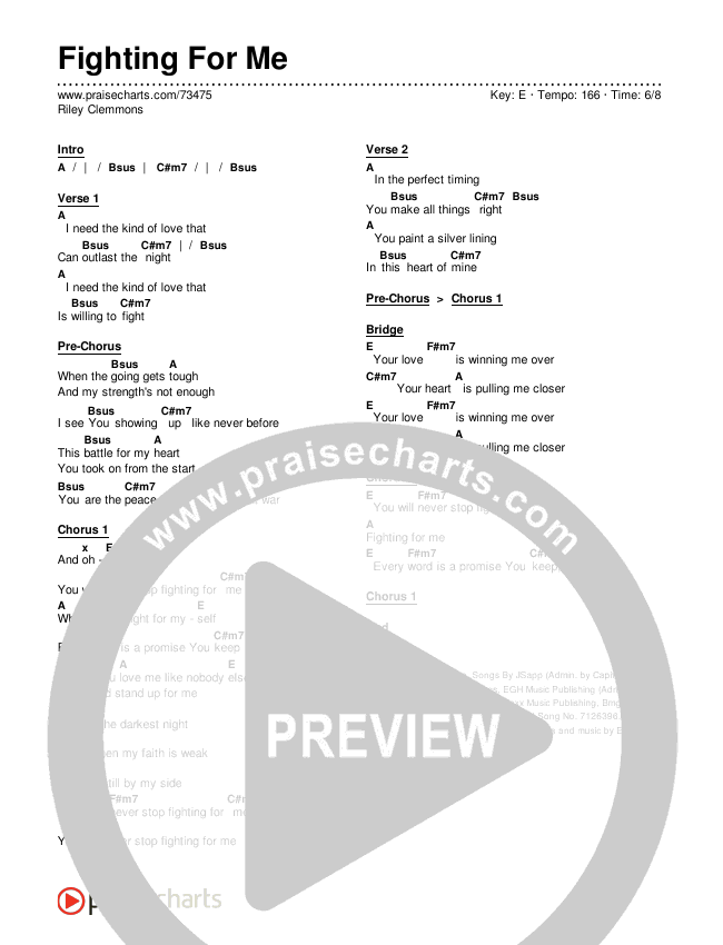 Fighting For Me Chords & Lyrics (Riley Clemmons)
